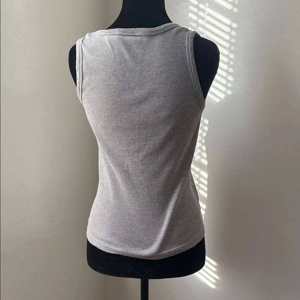 Stylish Light Gray Ribbed Tank Top
